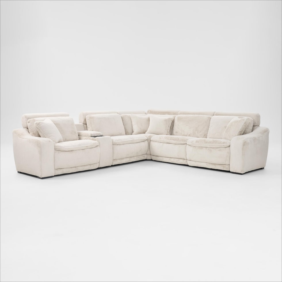 luca reclining white sectional   