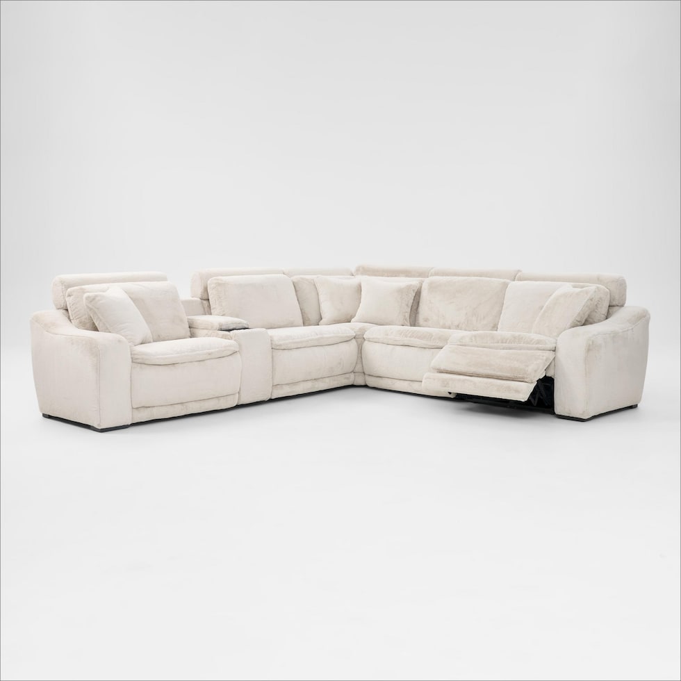luca reclining white sectional   