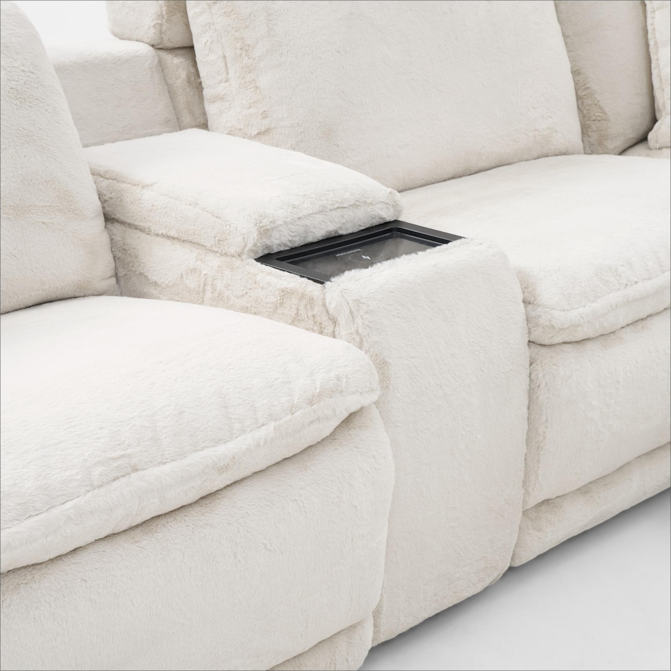 luca reclining white sectional   