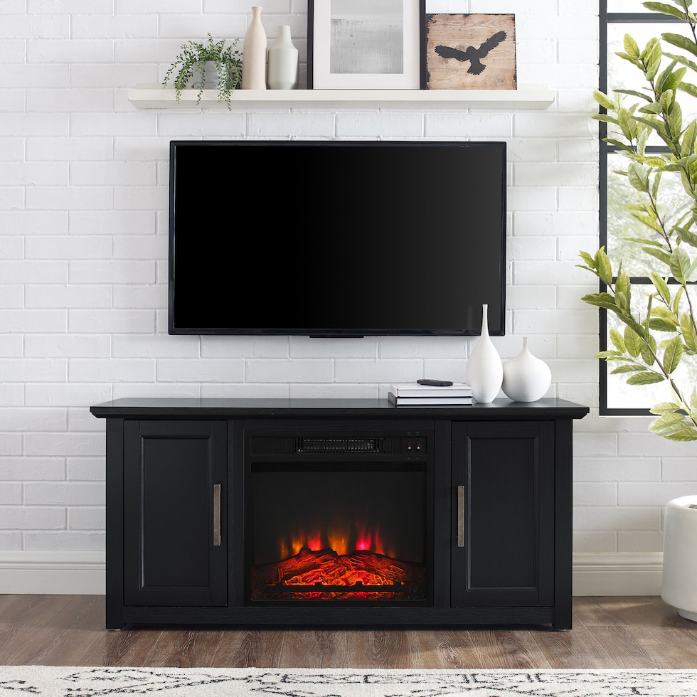 lucas black fireplace tv stand   