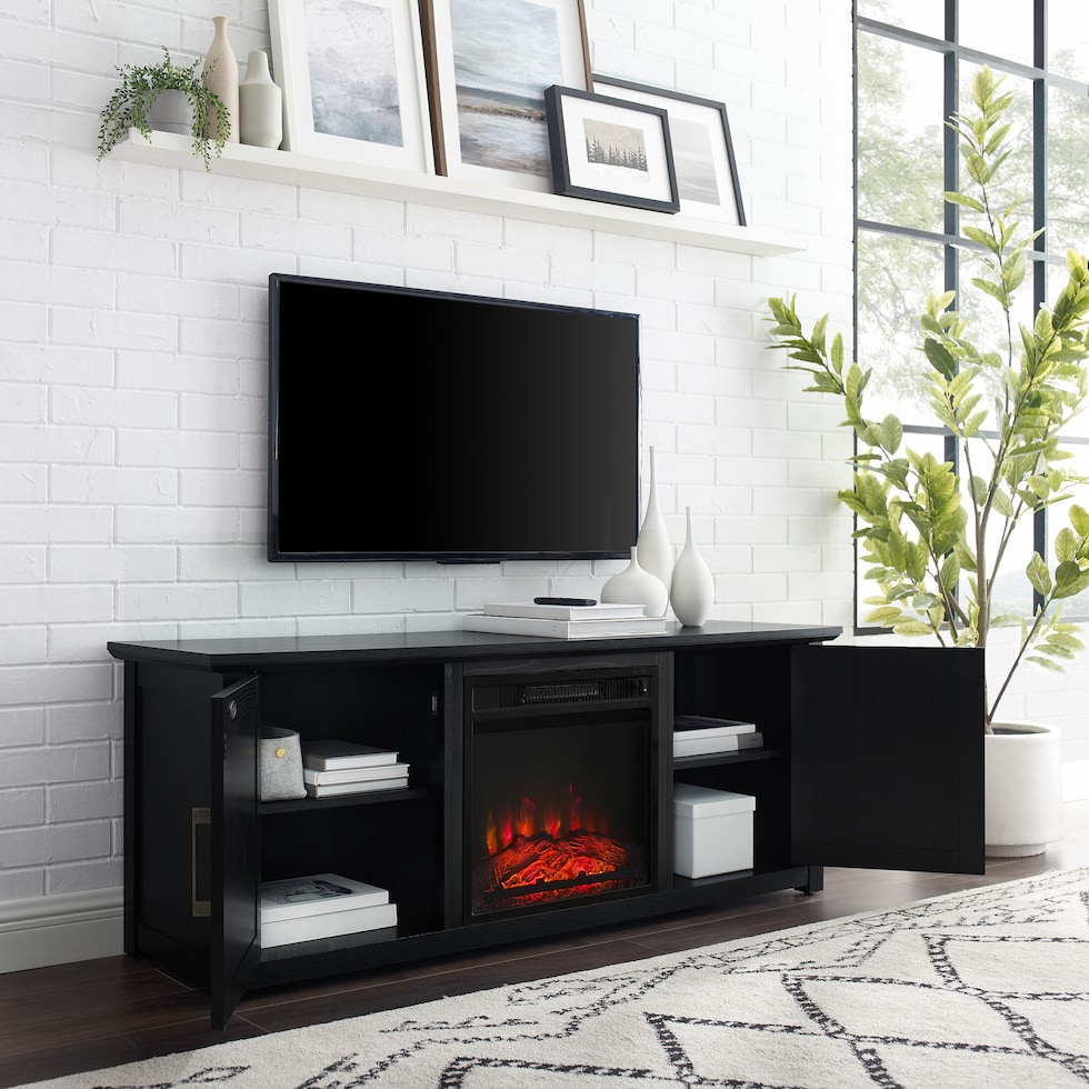 lucas black fireplace tv stand   