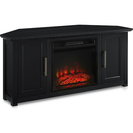 Lucas 48” Corner TV Stand with Fireplace - Black