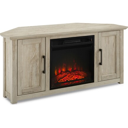 Lucas 48” Corner TV Stand with Fireplace - Frosted Oak
