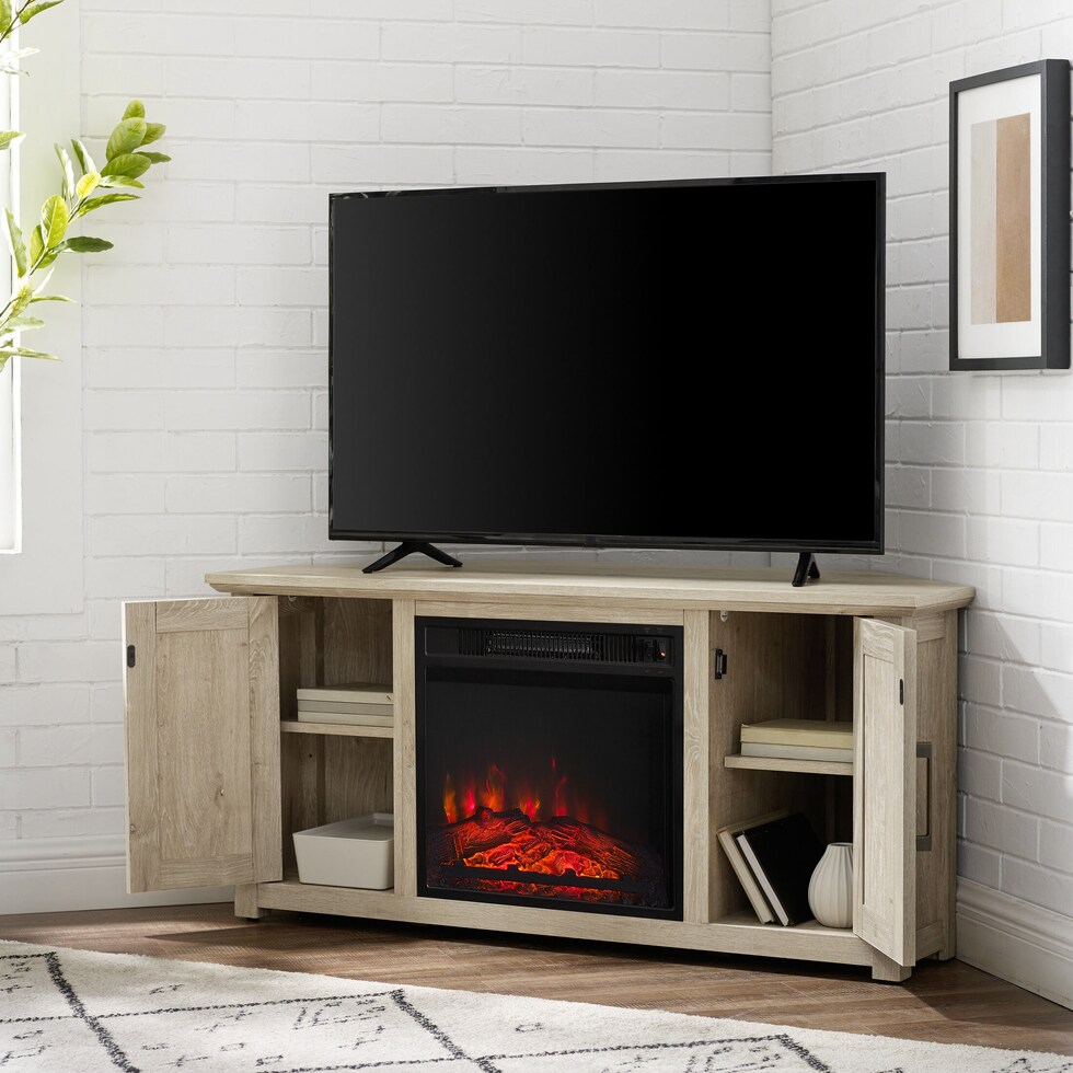 lucas light brown fireplace tv stand   