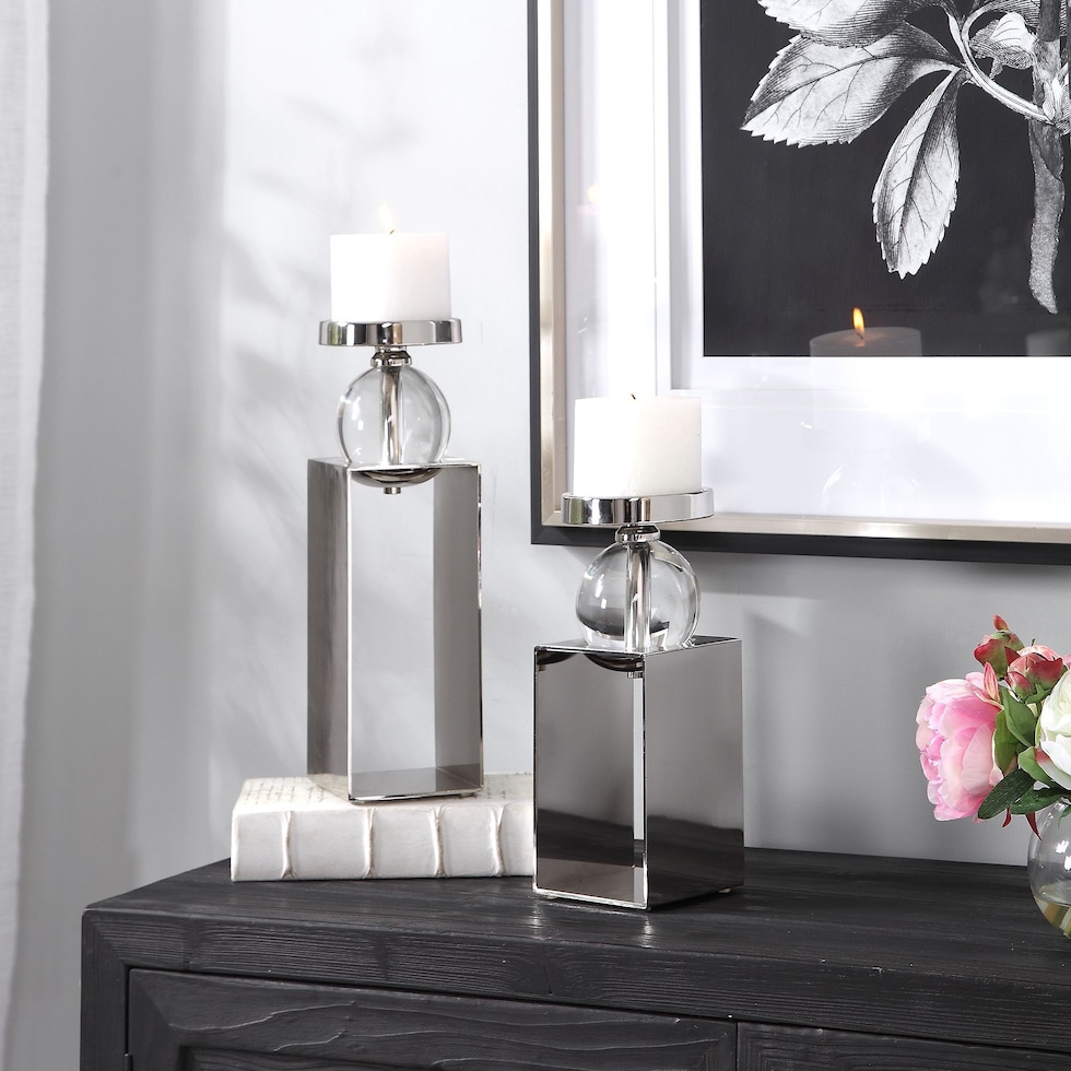 lucian glass candleholders   