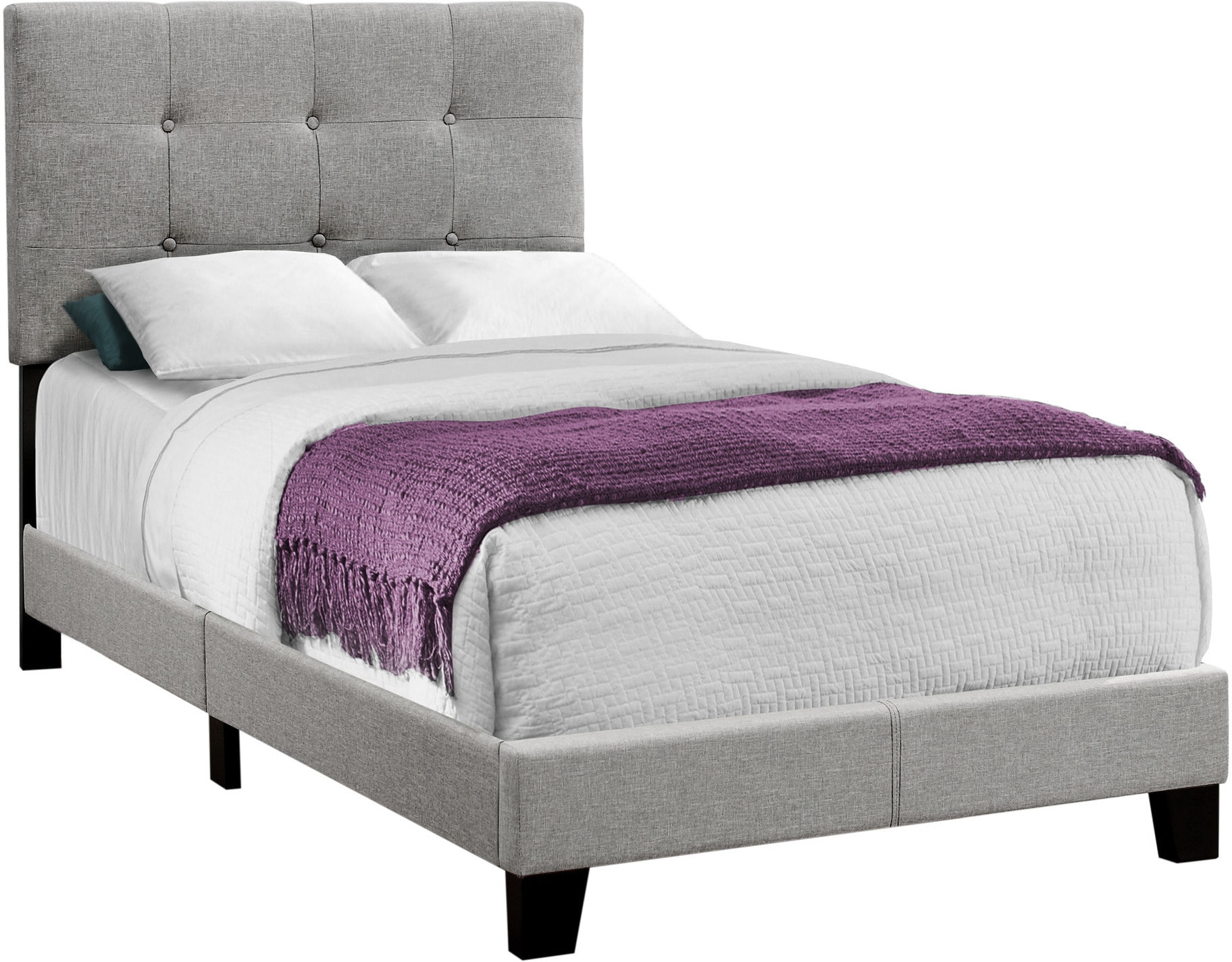 Gray upholstered deals twin bed