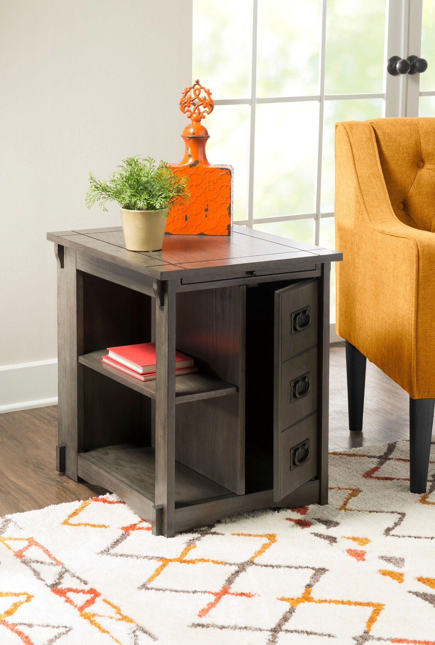 Narrow chairside table online with drawers