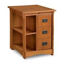 luke light brown chairside table   