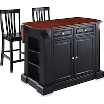 luther black kitchen island set   