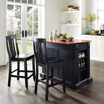 luther black kitchen island set   