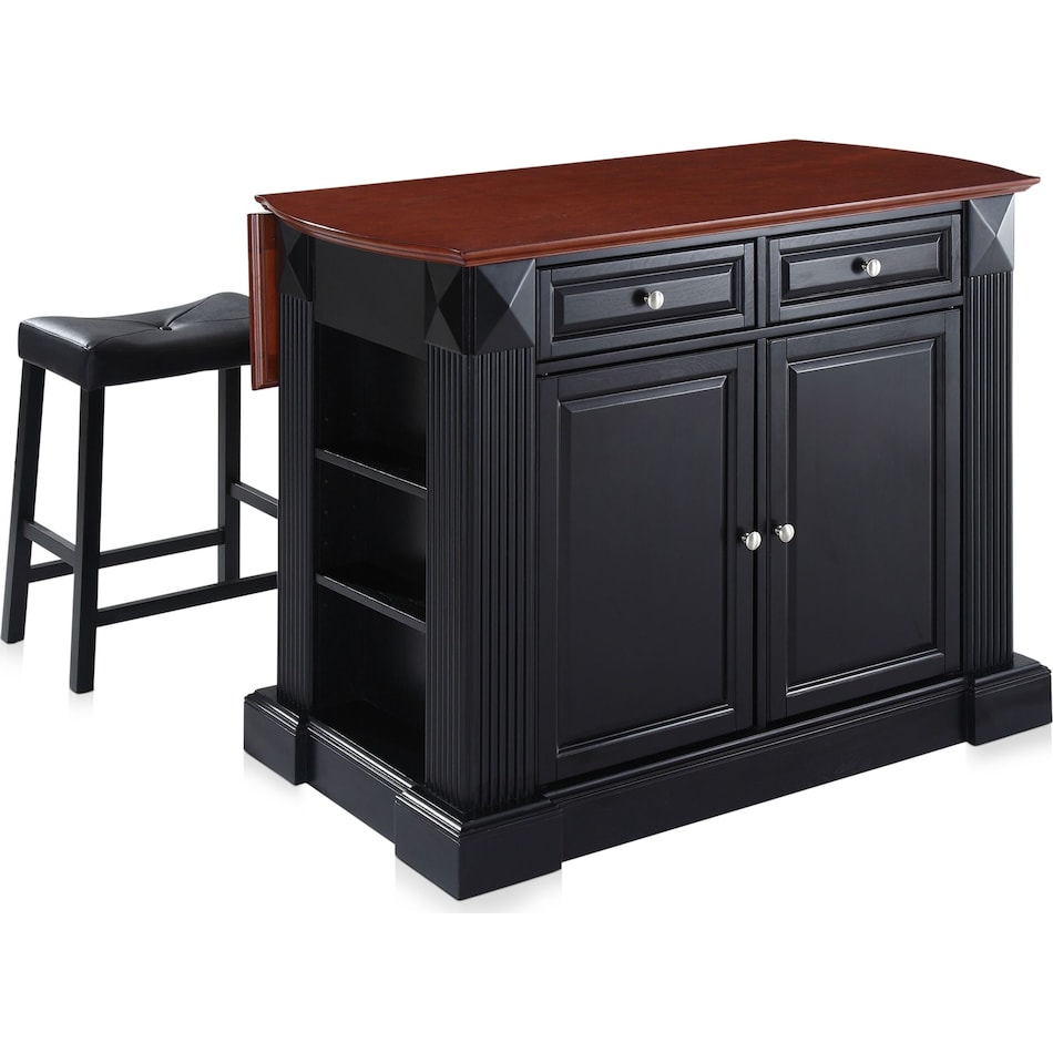 luther black kitchen island set   