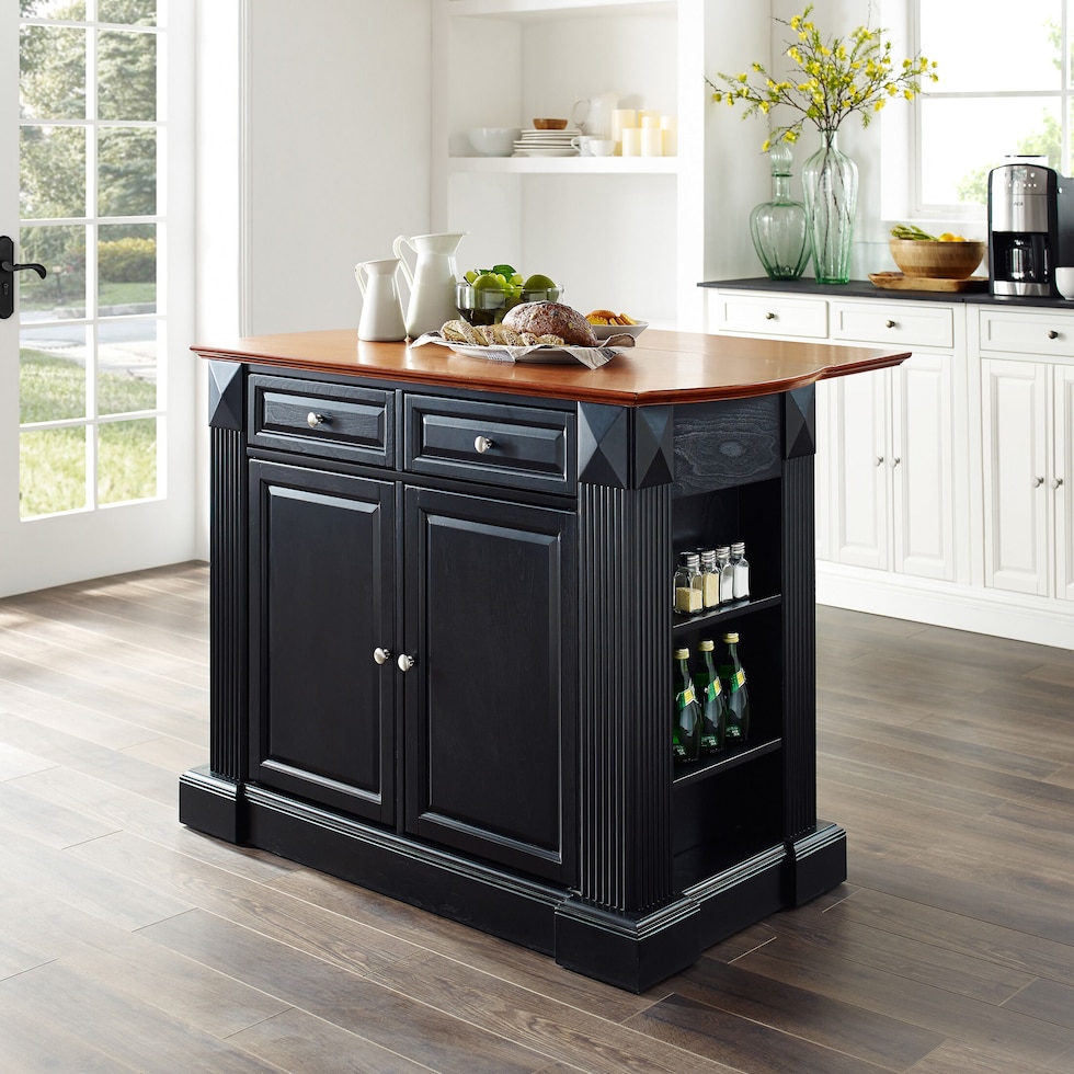 luther black kitchen island   