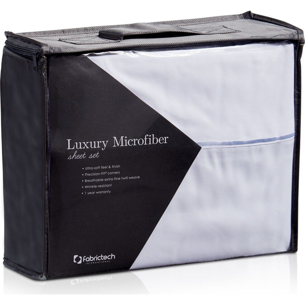 luxe micro white queen sheet set   