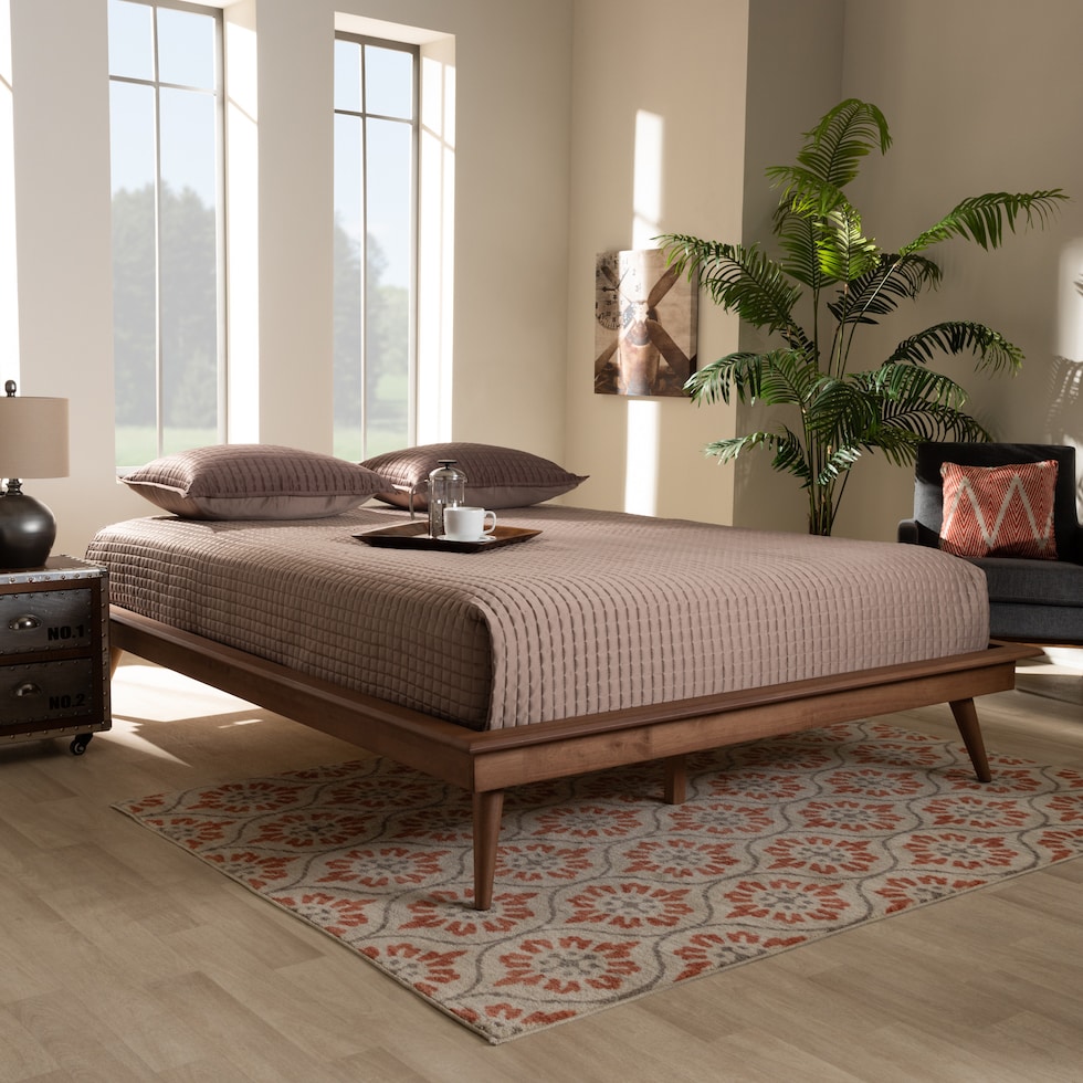 lylah dark brown queen bed frame   