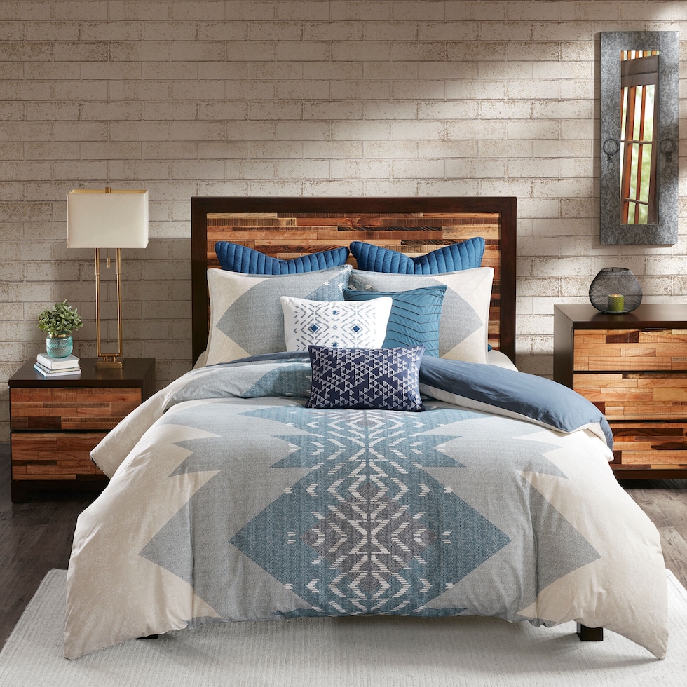 lyndon blue full queen bedding set   