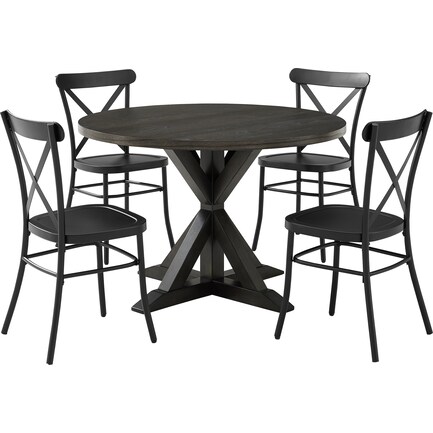 Lynn Round Dining Table and 4 Lex Dining Chairs