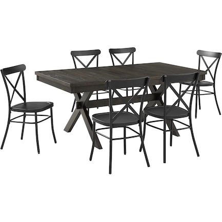 Lynn Rectangular Extendable Dining Table and 6 Lex Dining Chairs