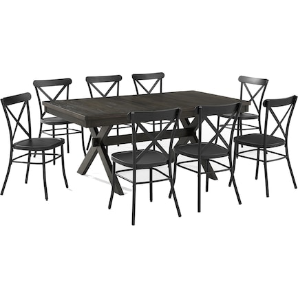 Lynn Rectangular Dining Table and 8 Lex Dining Chairs
