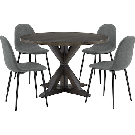 Lynn Round Dining Table and 4 Bruno Dining Chairs