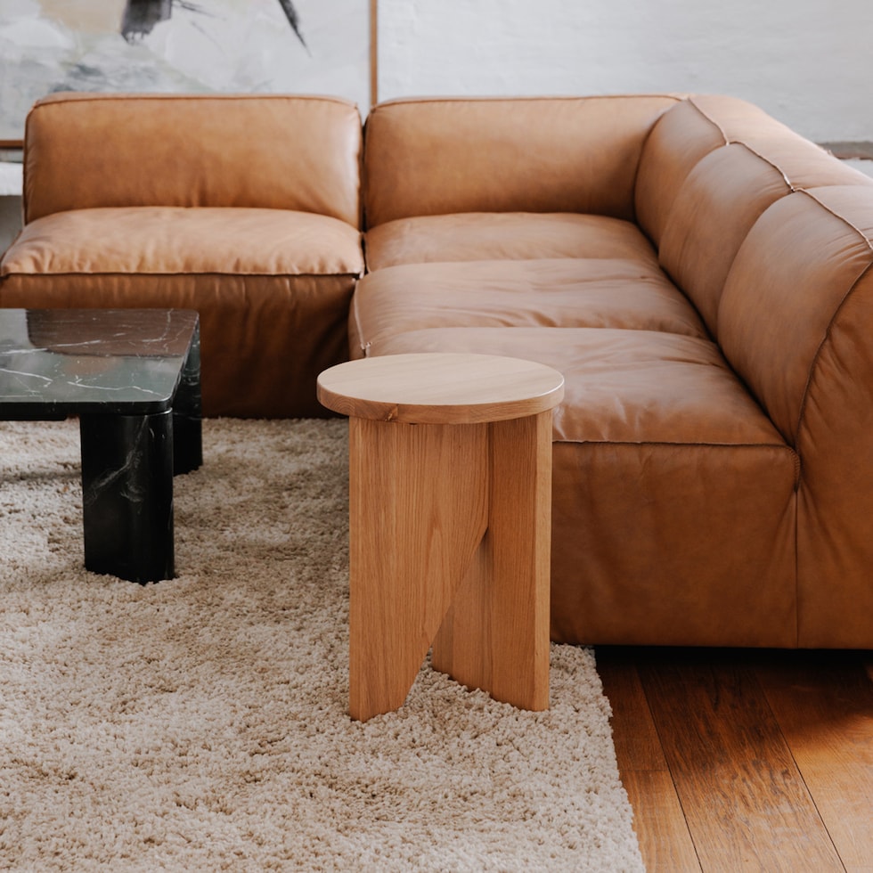lysander light brown accent table   