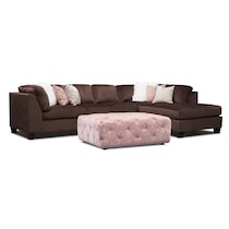 mackenzie brown and blush  pc sectional and ottoman   