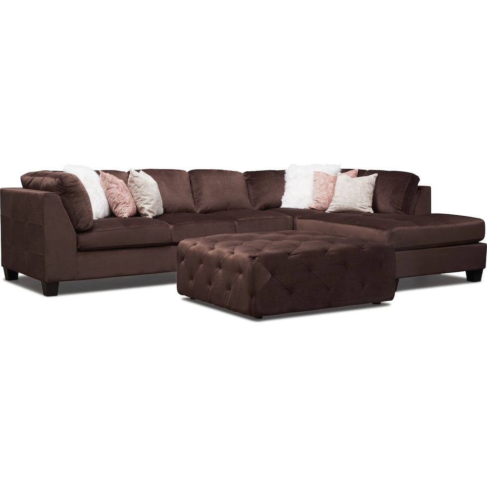 mackenzie dark brown  pc sectional and ottoman   