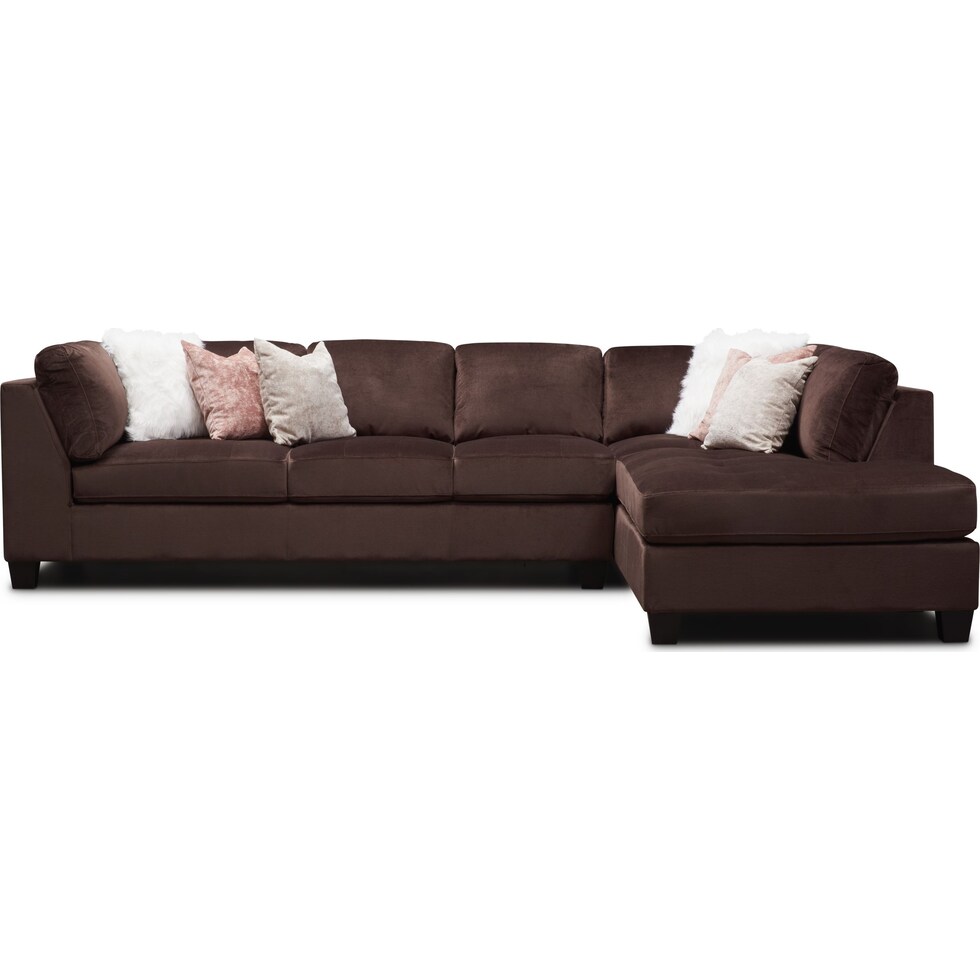 mackenzie dark brown  pc sectional with right facing chaise   