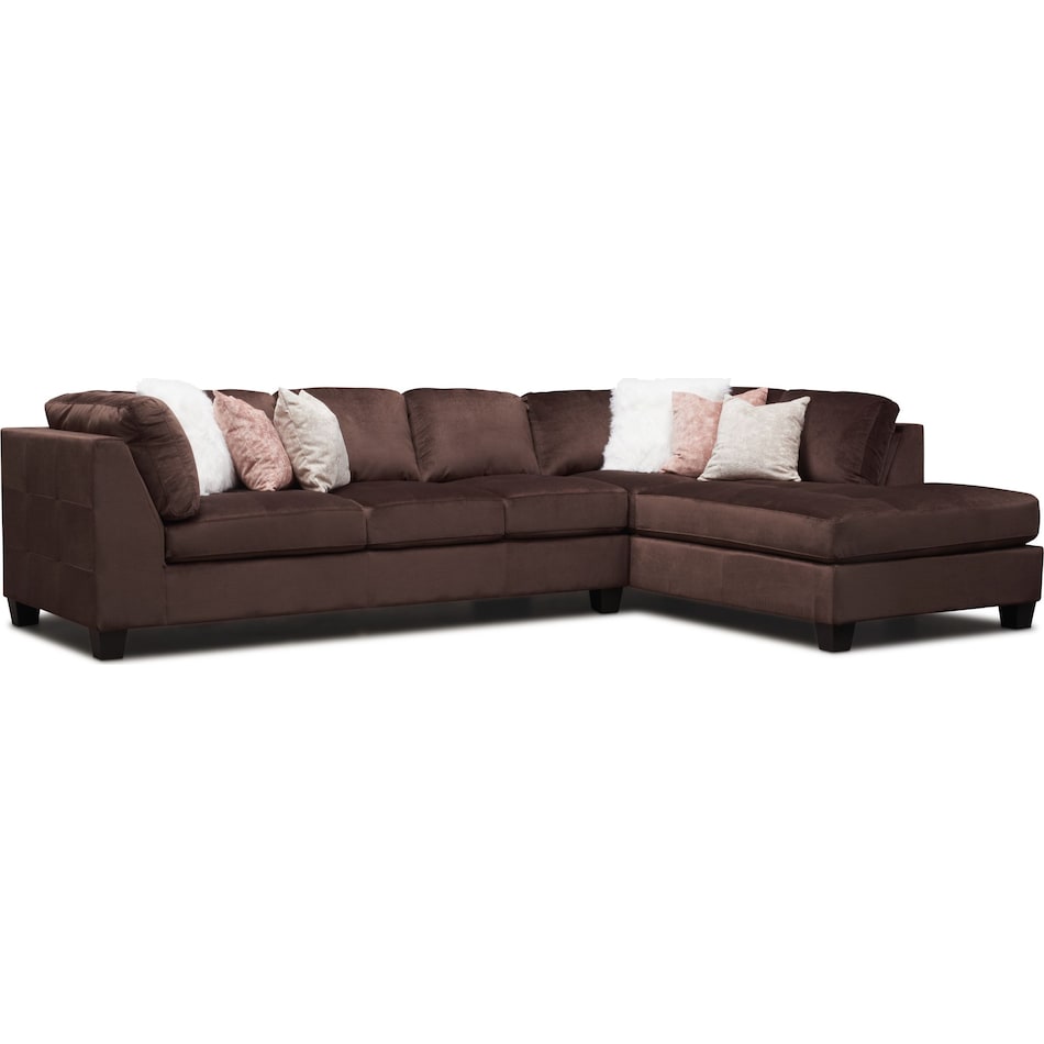 mackenzie dark brown  pc sectional with right facing chaise   