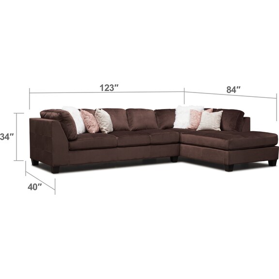Living Room Furniture - Mackenzie 2-Piece Sectional with Chaise and Ottoman