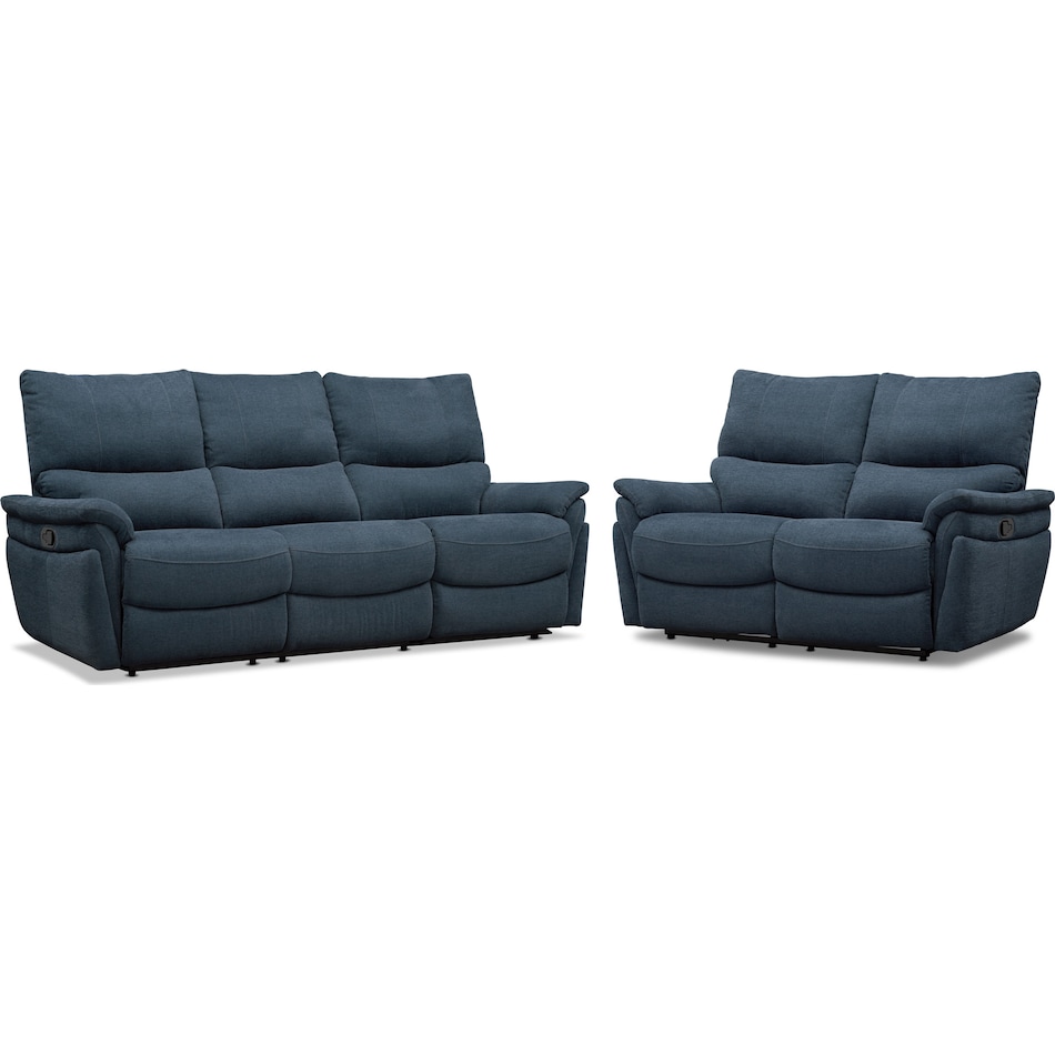 maddox blue  pc manual reclining living room   