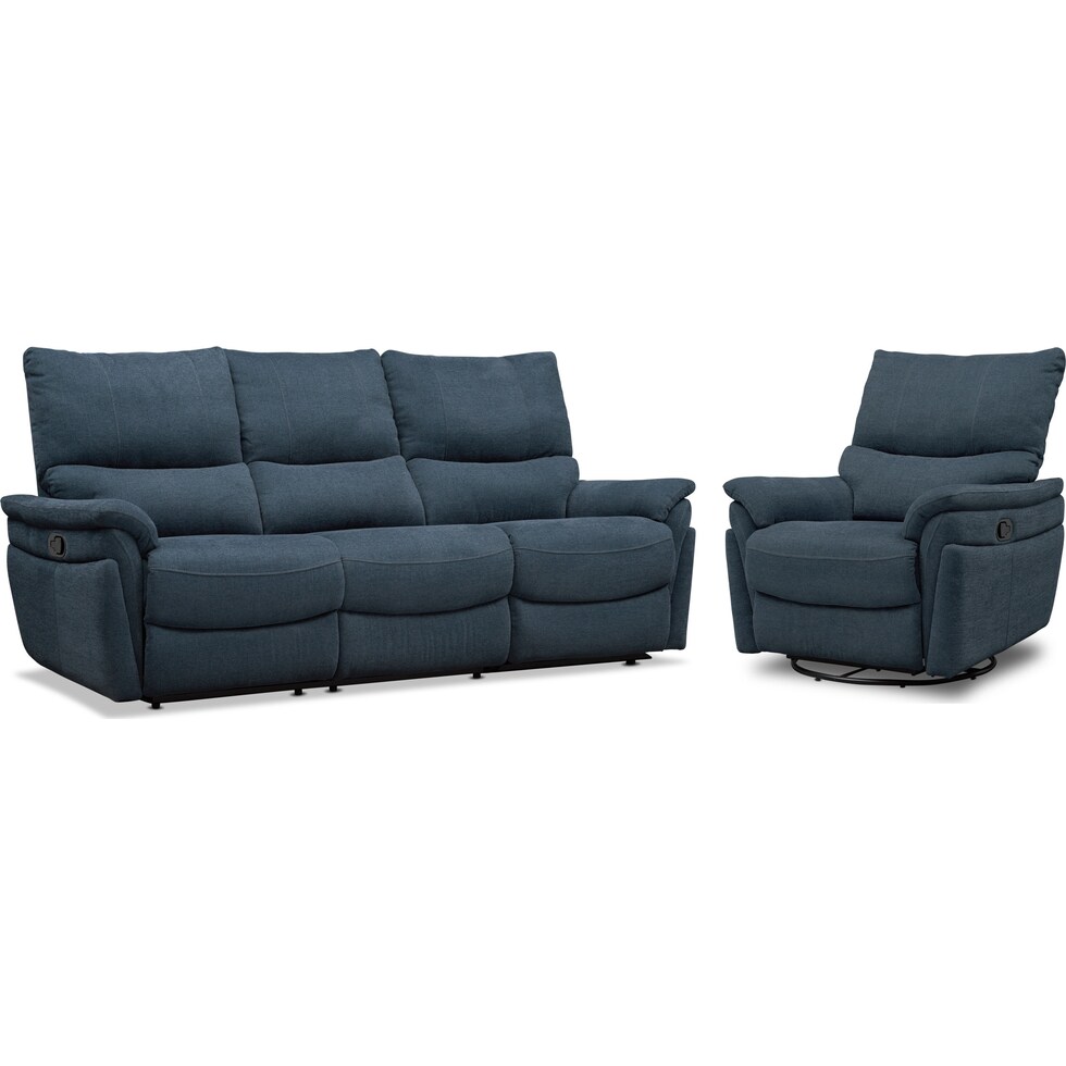 maddox blue  pc manual reclining living room   