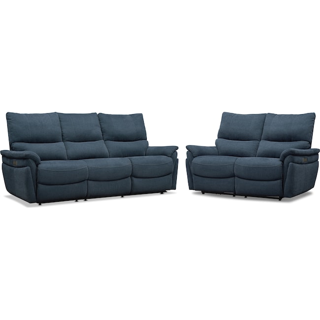 Living Room Furniture - Maddox Triple-Power Reclining Sofa and Loveseat