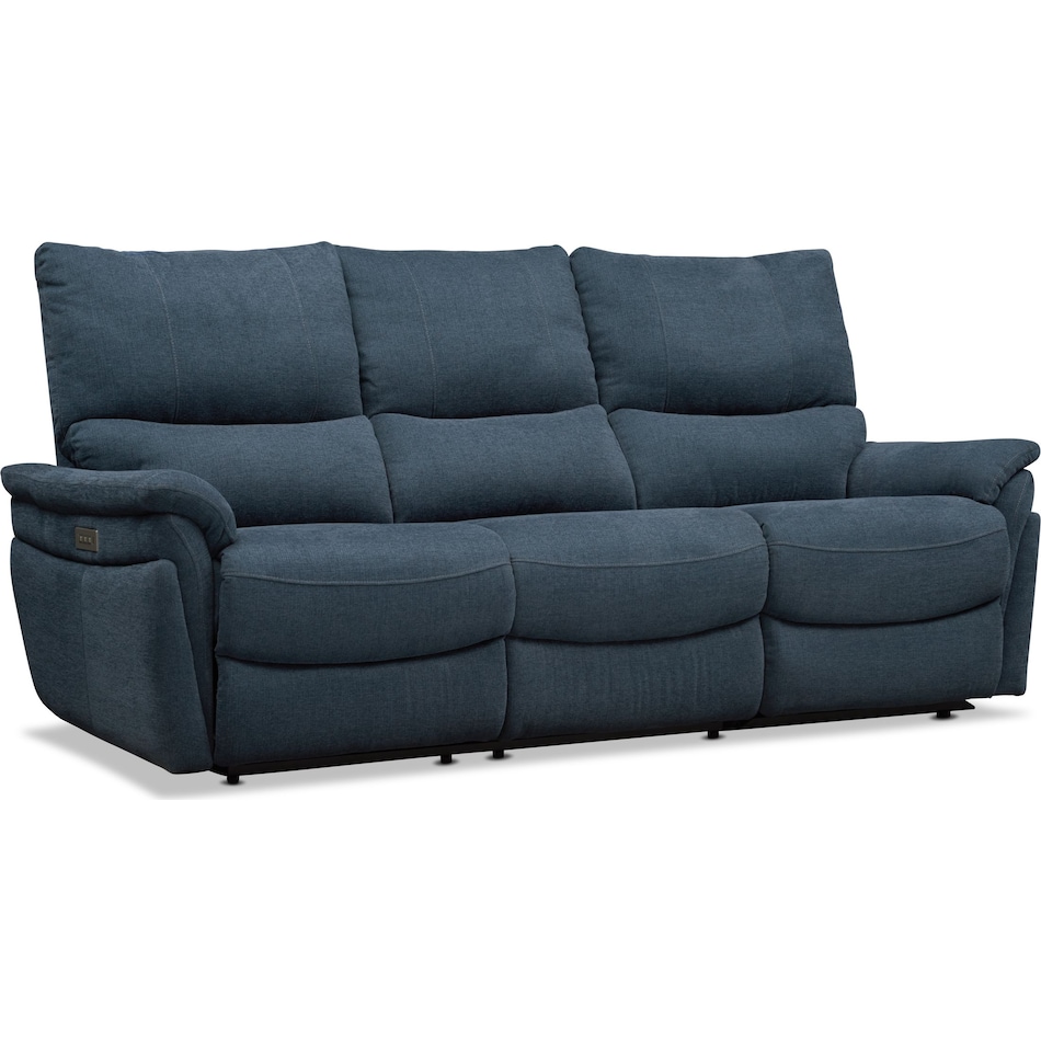 maddox blue  pc power reclining sofa   