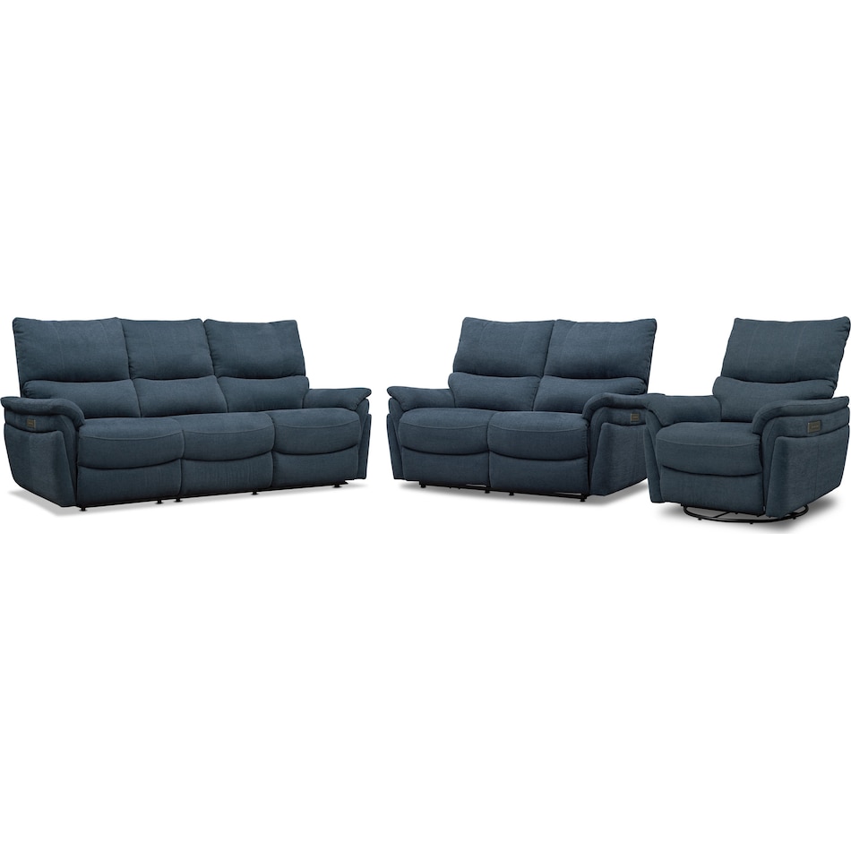 maddox blue  pc power reclining living room   