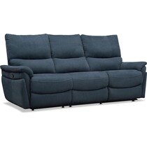 maddox blue manual reclining sofa   