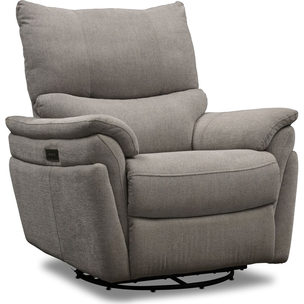 maddox gray power reclining swivel chair   