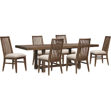 Madrid Extendable Rectangular Dining Table and 6 Slat-Back Dining Chairs