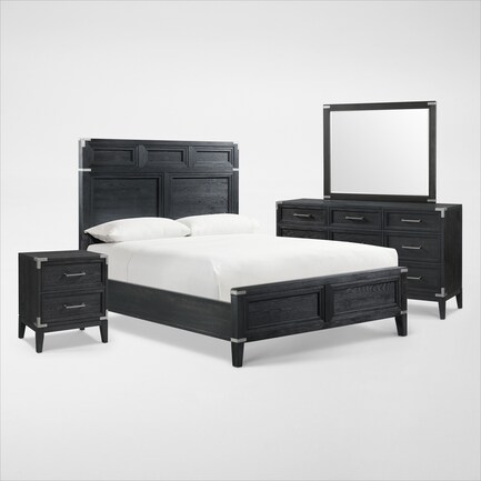 Madrid 6-Piece Queen Bedroom Set with Dresser, Mirror, and Charging Nightstand