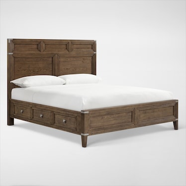 Madrid King Storage Bed - Oak