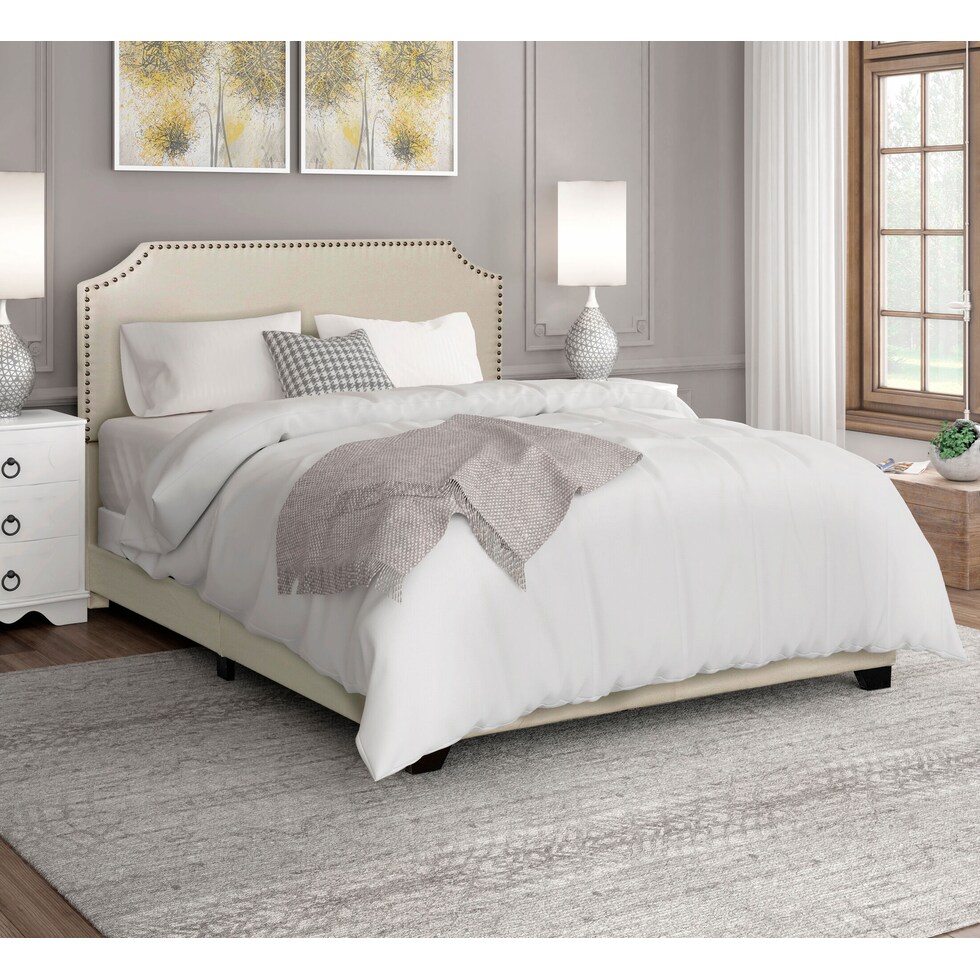 maeve white king upholstered bed   