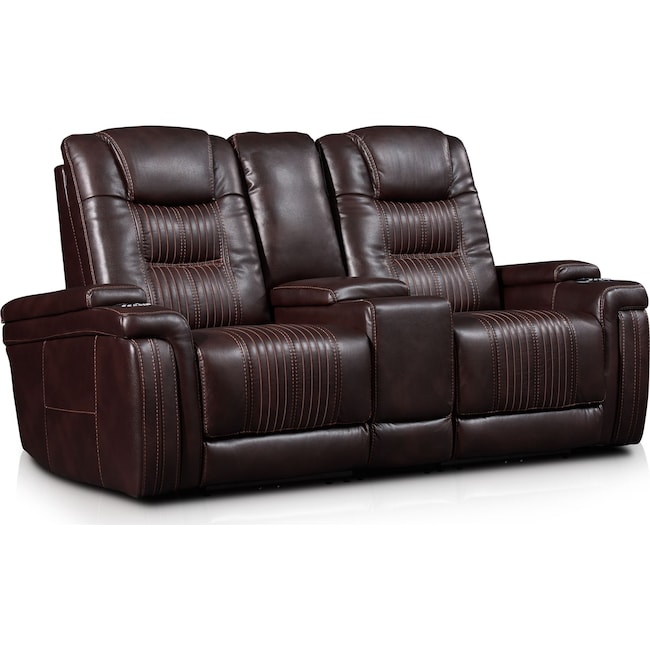 Living Room Furniture - Magnus 3-Piece Triple-Power Reclining Sofa with Console