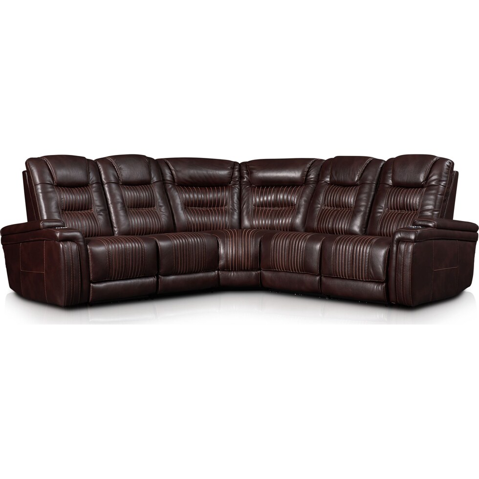 magnus dark brown  pc power reclining sectional   