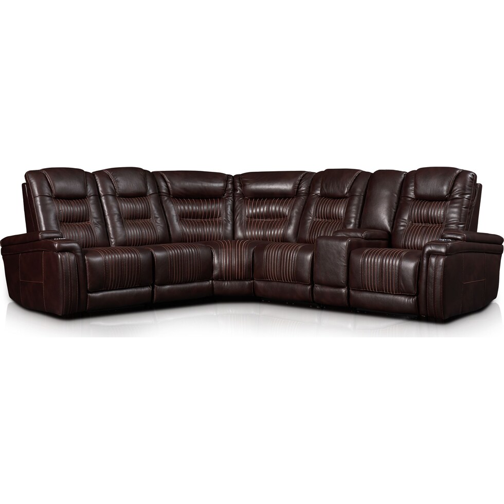 magnus dark brown  pc power reclining sectional   