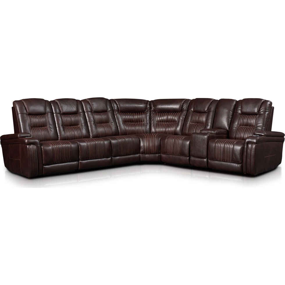 magnus dark brown  pc power reclining sectional   