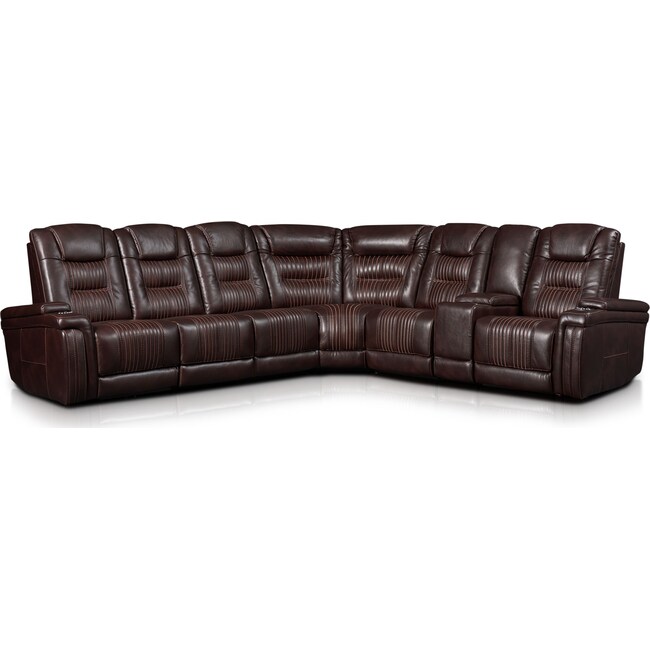 Living Room Furniture - Magnus 7-Piece Triple-Power Reclining Sectional with 3 Reclining Seats