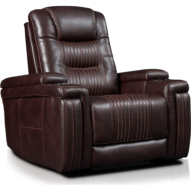 Living Room Furniture - Magnus Triple-Power Recliner - Brown