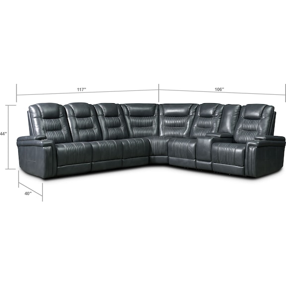 Living Room Furniture - Magnus 7-Piece Triple-Power Reclining Sectional with 3 Reclining Seats