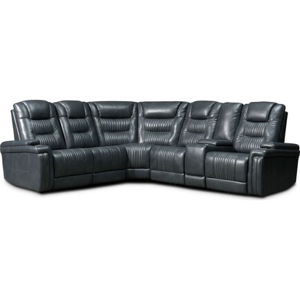 Magnus 6-Piece Triple-Power Reclining Sectional with 3 Reclining Seats - Gray