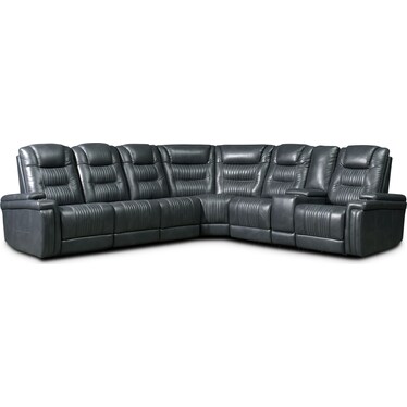 Magnus 7-Piece Triple-Power Reclining Sectional with 3 Reclining Seats - Gray