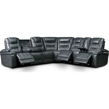 Magnus 7-Piece Triple-Power Reclining Sectional with 3 Reclining Seats - Gray